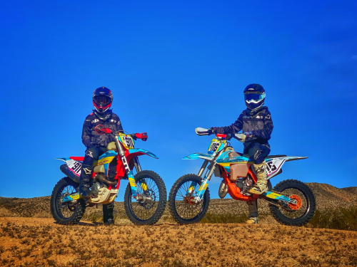 74th Hare & Hound Check Chase by Checkers MC in Teagle Wash, CABlake Dominguez (left), Gas Gas 250Luke Dominguez (right), KTM 105