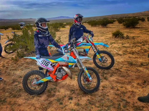 74th Hare & Hound Check Chase by Checkers MC in Teagle Wash, CABlake Dominguez (right), Gas Gas 250Luke Dominguez (left), KTM 105